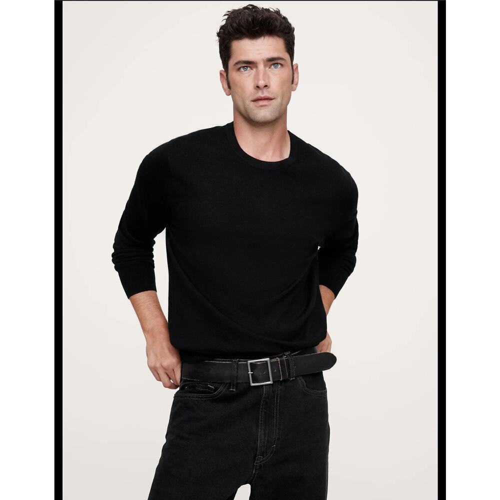 Banana Republic Men’s Extra Fine Italian Merino Wool Pullover Sweater Black L